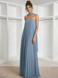Sheath/Column Strapless Pleated Chiffon Floor-Length Formal Dresses with Scarf