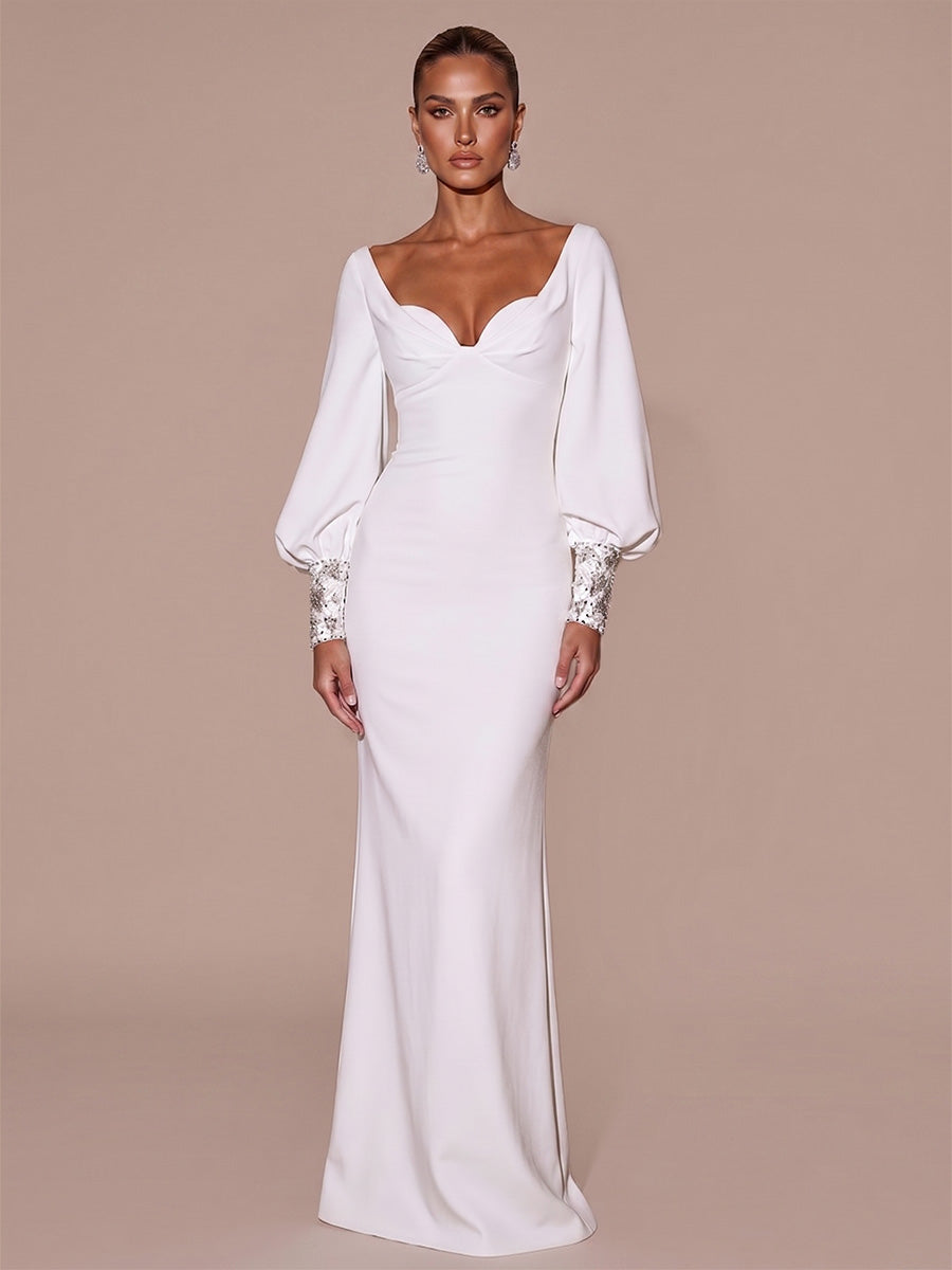 Sheath/Column Sweetheart Stretch Jersey Maxi Wedding Guest Dresses for Women