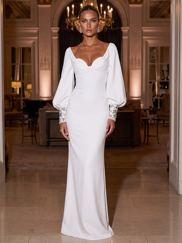 Sheath/Column Sweetheart Stretch Jersey Maxi Wedding Guest Dresses for Women