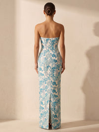 Sheath/Column Strapless Jacquard Maxi Wedding Guest Dresses for Women