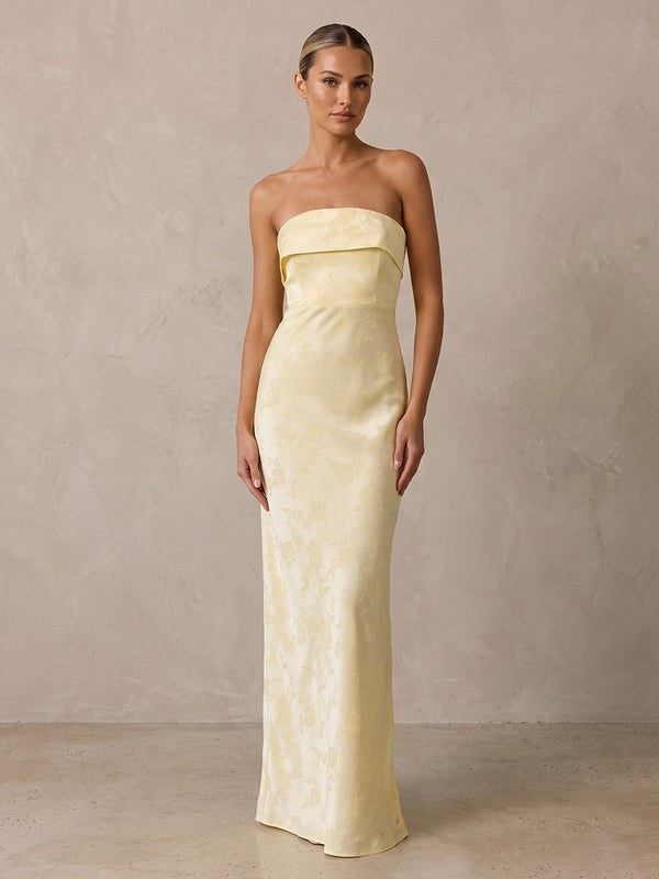 Sheath/Column Strapless Jacquard Floor-Length Wedding Guest Dresses for Women