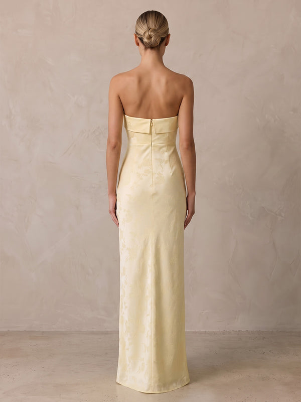 Sheath/Column Strapless Jacquard Floor-Length Wedding Guest Dresses for Women