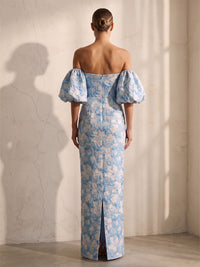 Sheath/Column Off Shoulder Jacquard Floor-Length Wedding Guest Dresses for Women