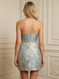 Sheath/Column Elegant Cocktail Dresses Strapless Sweetheart Jacquard Mini Dress