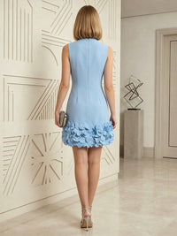 Sheath/Column Elegant Cocktail Dresses High Neck Sleeveless Flower Mini Dress