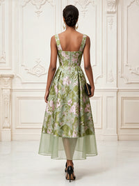 Jacquard A-Line/Princess Square Neck Tea-Length Cocktail Dresses for Women
