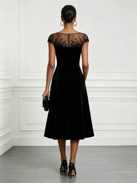Satin A-Line/Princess Scoop Neck Tea-Length Cocktail Dresses with Pockets