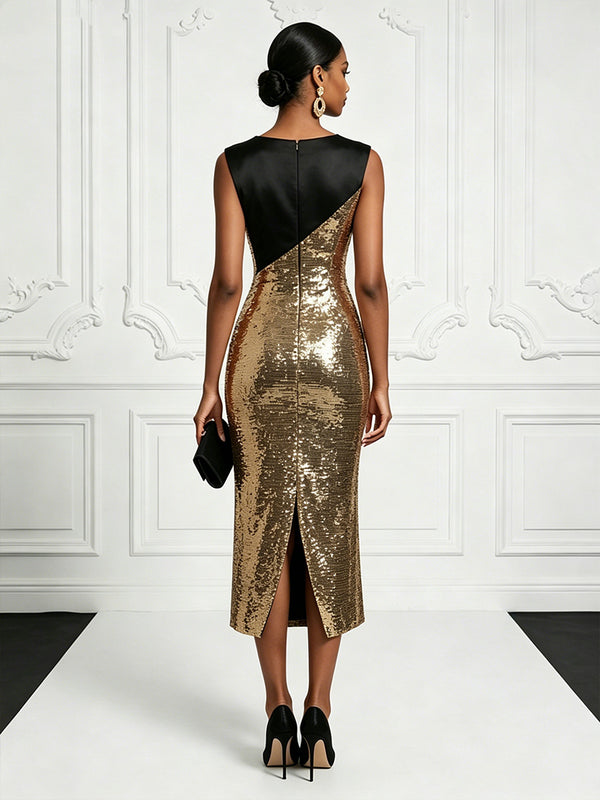 Satin Sheath/Column V-Neck Tea-Length Cocktail Dresses for Women