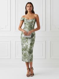 Jacquard Sheath/Column One Shoulder Tea-Length Cocktail Dresses for Women