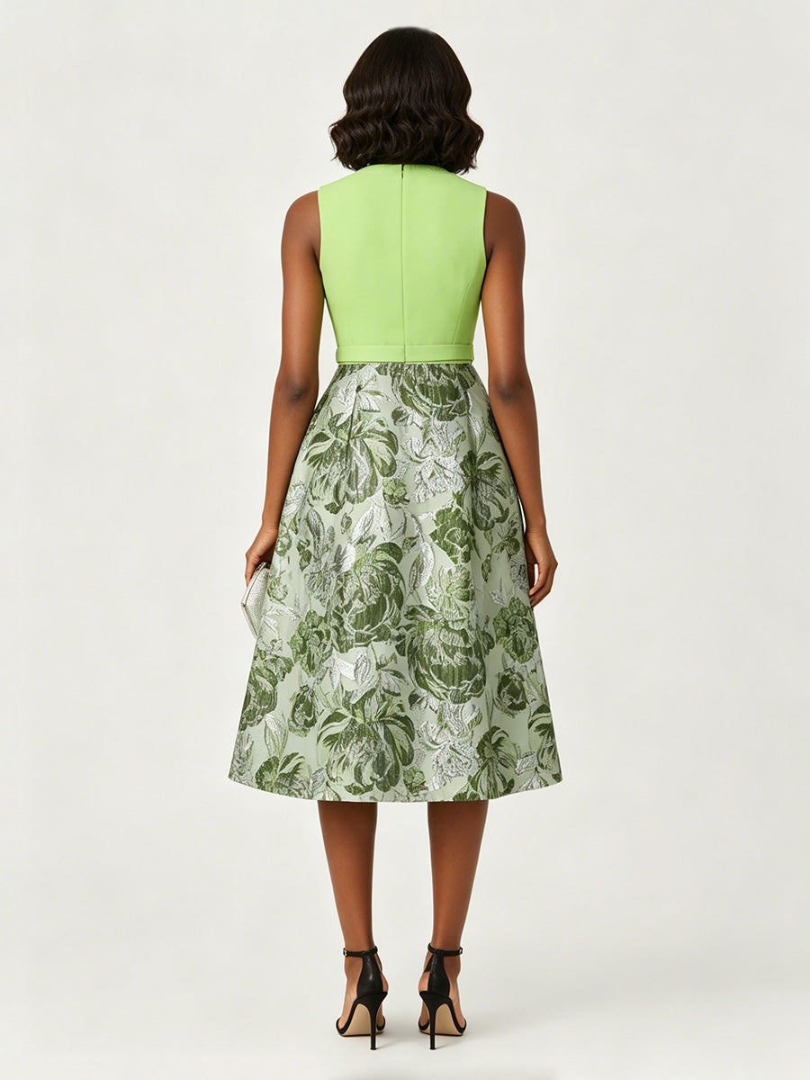 Jacquard A-Line/Princess Scoop Neck Tea-Length Cocktail Dresses for Women