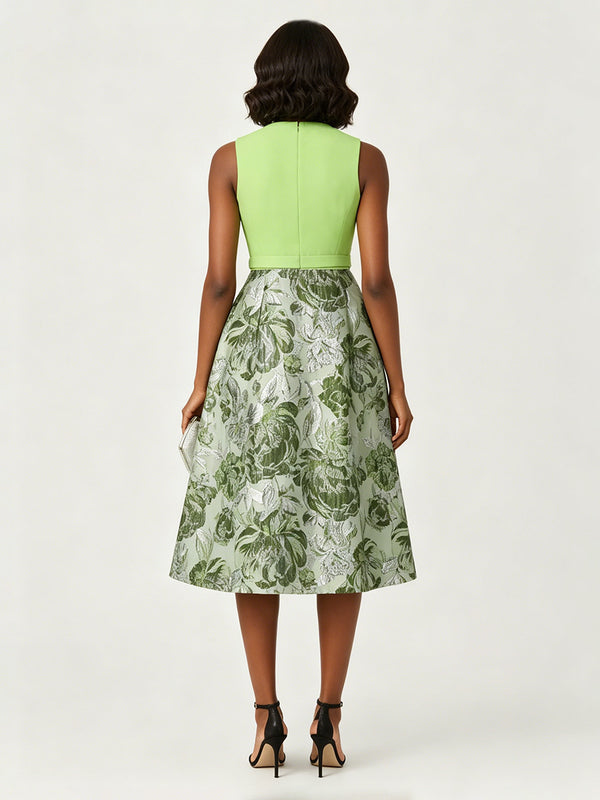 Jacquard A-Line/Princess Scoop Neck Tea-Length Cocktail Dresses for Women