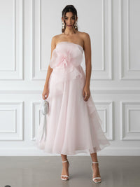 Chiffon A-Line/Princess Strapless Tea-Length Cocktail Dresses for Women