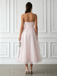 Chiffon A-Line/Princess Strapless Tea-Length Cocktail Dresses for Women