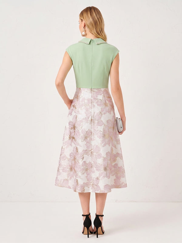 Jacquard A-Line/Princess V-Neck Tea-Length Cocktail Dresses with Pockets