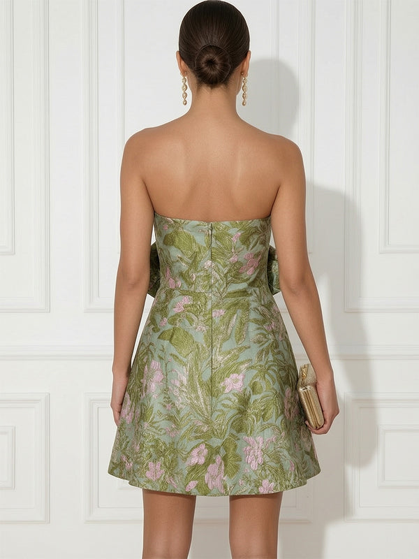 Jacquard A-Line/Princess Strapless Short-Length Cocktail Dresses for Women