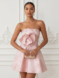 Jacquard A-Line/Princess Strapless Short-Length Cocktail Dresses for Women