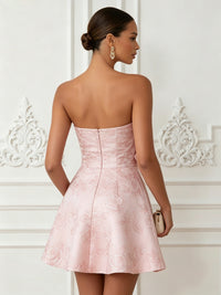Jacquard A-Line/Princess Strapless Short-Length Cocktail Dresses for Women
