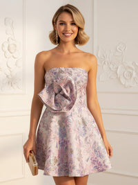 Jacquard A-Line/Princess Strapless Short-Length Cocktail Dresses for Women