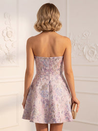 Jacquard A-Line/Princess Strapless Short-Length Cocktail Dresses for Women