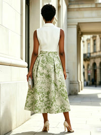 Jacquard A-Line/Princess V-Neck Tea-Length Cocktail Dresses for Women