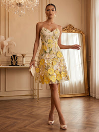 Lace Appliques A-Line/Princess Spaghetti Straps Mini Cocktail Dresses for Women