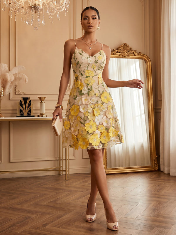 Lace Appliques A-Line/Princess Spaghetti Straps Mini Cocktail Dresses for Women