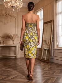 Appliques Sheath/Column Strapless Midi-Length Cocktail Dresses for Women
