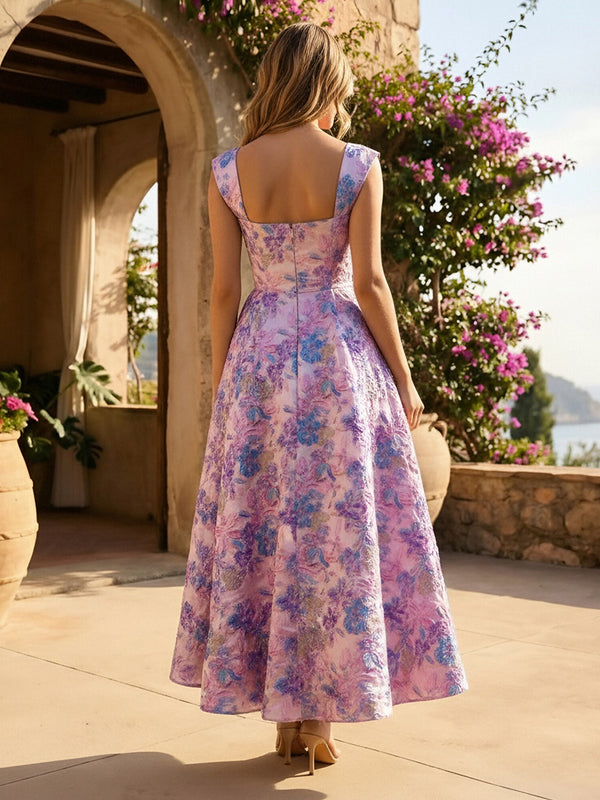 Jacquard A-Line/Princess Square Neck Floor-Length Cocktail Dresses for Women