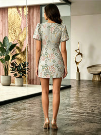 Jacquard Bodycon Scoop Neck Mini Cocktail Dresses for Women