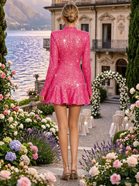 Sequin A-Line/Princess High Neck Mini Cocktail Dresses for Women