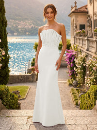 Satin Mermaid/Trumpet Strapless Floor-Length Formal Dresses with Ruched Bodice