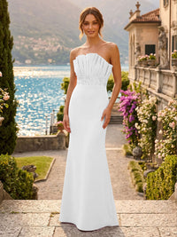 Satin Mermaid/Trumpet Strapless Floor-Length Formal Dresses with Ruched Bodice