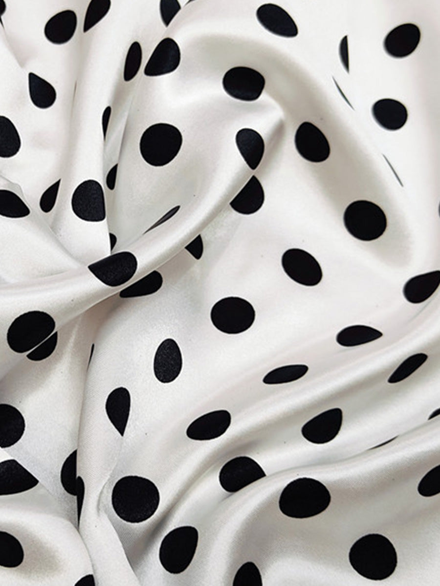 Satin Sheath/Column Off Shoulder Floor-Length Cocktail Dresses with Polka Dot Print