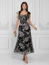 Sequin Floral A-Line/Princess Sweetheart Tea-Length Cocktail Dresses for Women
