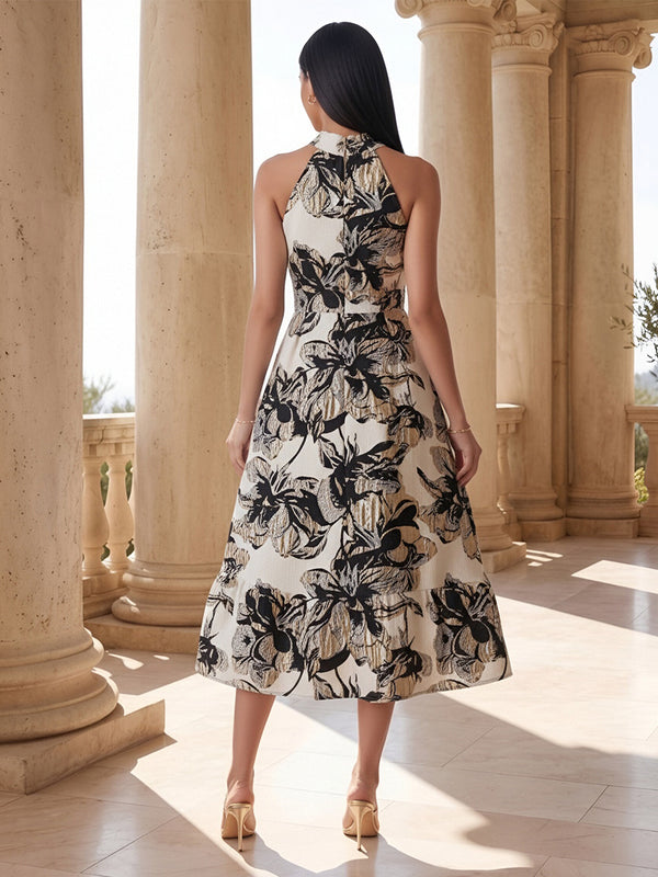 Jacquard A-Line/Princess Halter Tea-Length Cocktail Dresses for Women