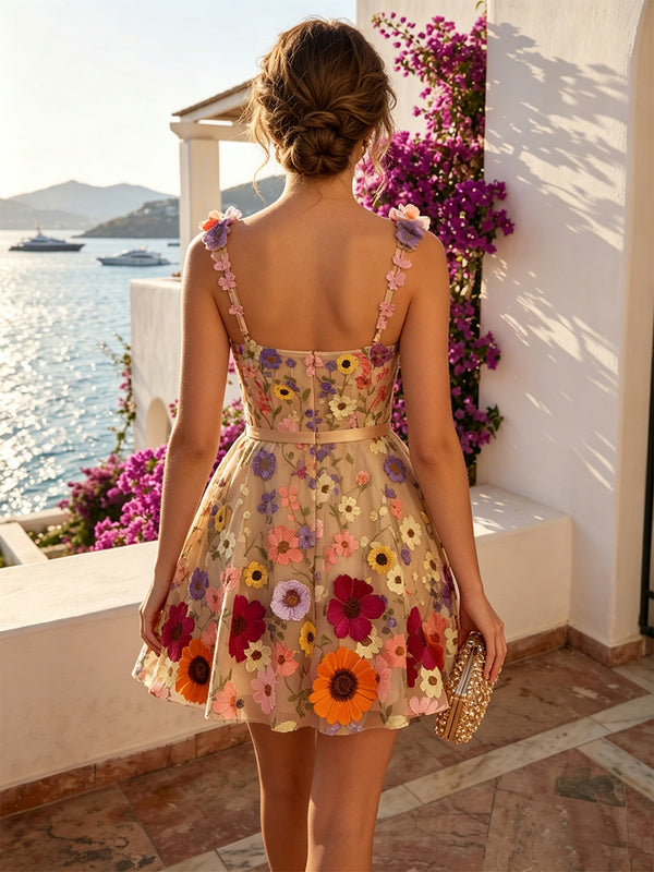Appliques A-Line/Princess Square Neck Short Cocktail Dresses with Belt