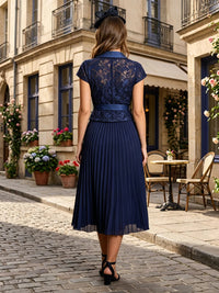 Chiffon A-Line/Princess V-Neck Tea-Length Cocktail Dresses with Pleats