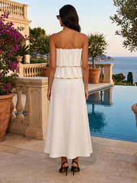 Stretch Mesh A-Line/Princess Strapless Tea-Length Cocktail Dresses with Ruched Bodice