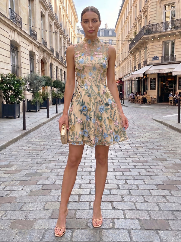 Lace Embroidery A-Line/Princess Illusion Short Cocktail Dresses for Women