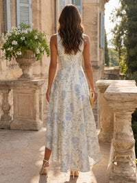 Floral Print A-Line/Princess V-Neck High-Low Cocktail Dresses for Women