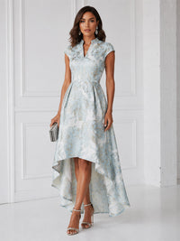 Floral Print A-Line/Princess V-Neck High-Low Cocktail Dresses for Women