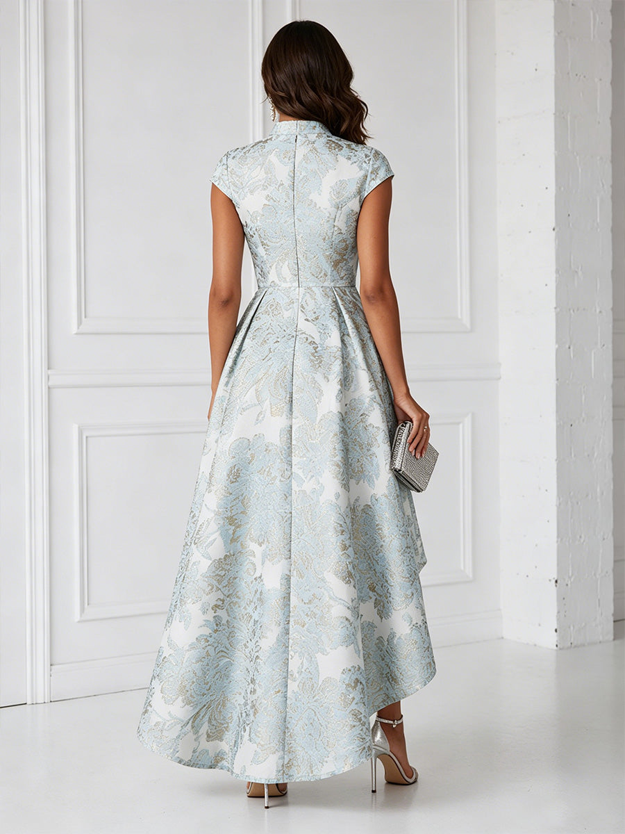 Floral Print A-Line/Princess V-Neck High-Low Cocktail Dresses for Women