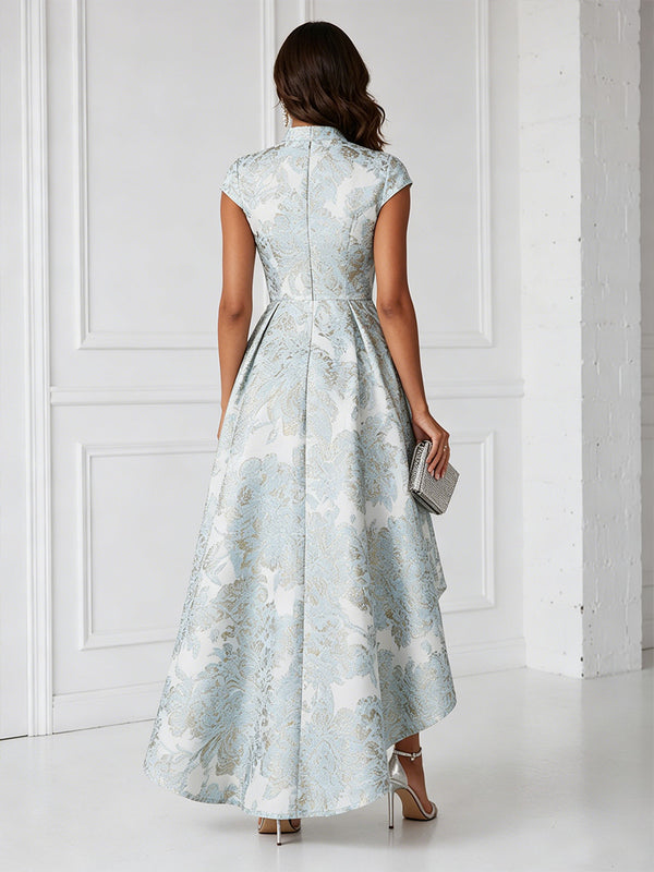 Floral Print A-Line/Princess V-Neck High-Low Cocktail Dresses for Women