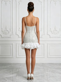 Sequin Bodycon V-Neck Short Cocktail Dresses with Ruffles
