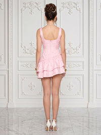 Jacquard A-Line/Princess Sweetheart Short Cocktail Dresses with Tiered Layers