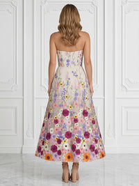 Lace Appliques A-Line/Princess Strapless Tea-Length Cocktail Dresses for Women