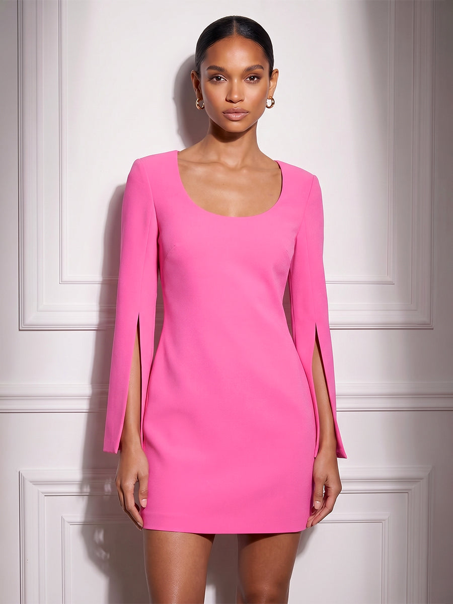 Stretch Mesh Bodycon Scoop Neck Short Cocktail Dresses for Women