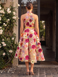Lace Appliques A-Line/Princess High Neck Tea-Length Cocktail Dresses with Belt