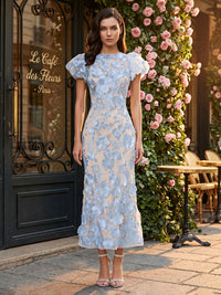 Lace Appliques Sheath/Column Scoop Neck Tea-Length Cocktail Dresses for Women
