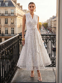 Sequin A-Line/Princess V-Neck Tea-Length Cocktail Dresses with Belt